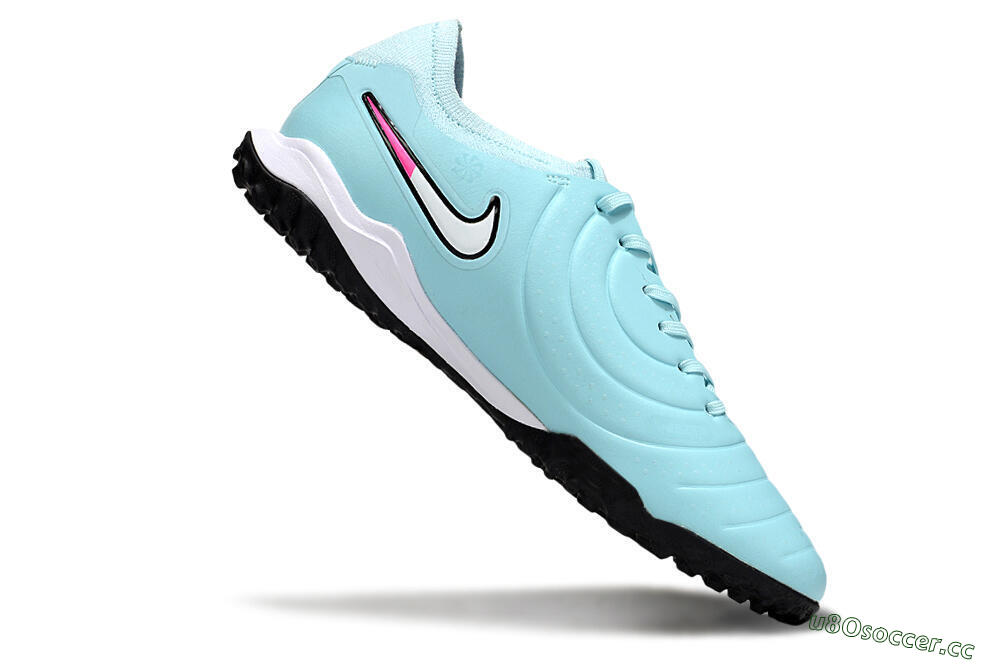 Men's Nike Tiempo Legend 10 Pro TF Artificial Turf Low-Tops Football Shoes - Jade/White/Pink 4