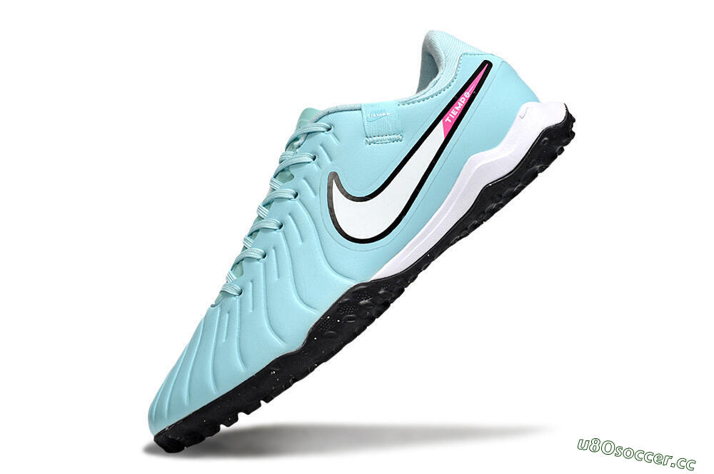 Men's Nike Tiempo Legend 10 Pro TF Artificial Turf Low-Tops Football Shoes - Jade/White/Pink 5