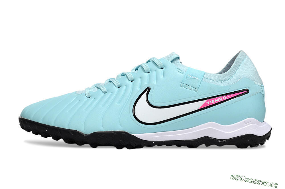 Men's Nike Tiempo Legend 10 Pro TF Artificial Turf Low-Tops Football Shoes - Jade/White/Pink 0