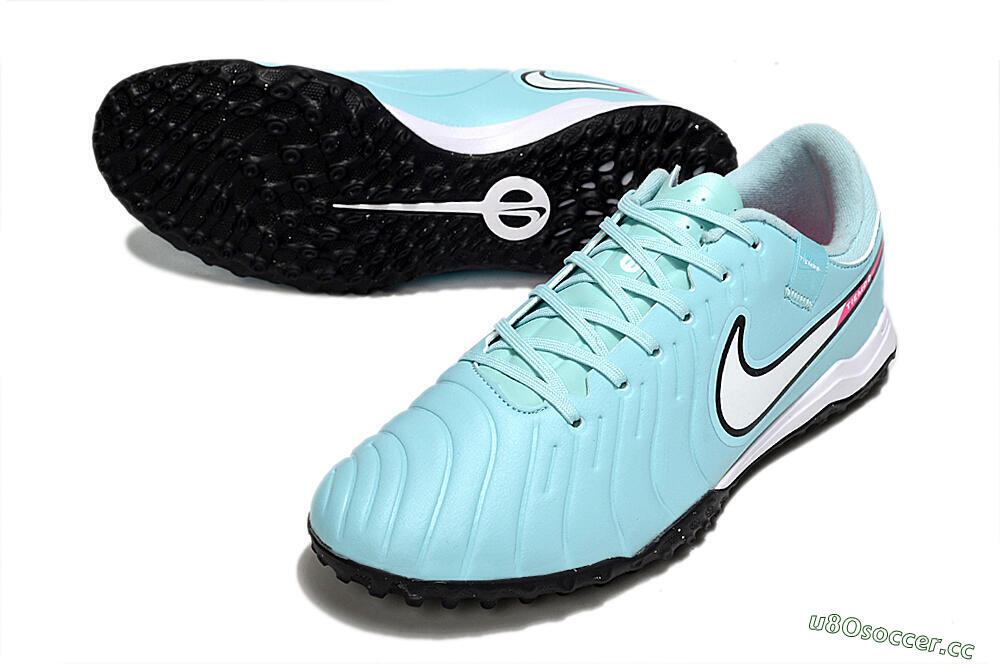 Men's Nike Tiempo Legend 10 Academy TF Artificial Turf Low-Tops Football Shoes - Jade/White/Pink 3