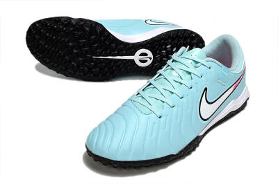 Men's Nike Tiempo Legend 10 Academy TF Artificial Turf Low-Tops Football Shoes - Jade/White/Pink