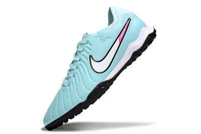 Men's Nike Tiempo Legend 10 Academy TF Artificial Turf Low-Tops Football Shoes - Jade/White/Pink