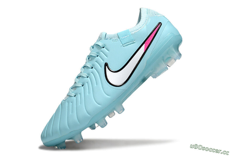 Men's Nike Tiempo Legend 10 Elite FG Firm Ground Low-Tops Football Boots - Jade/White/Pink 5