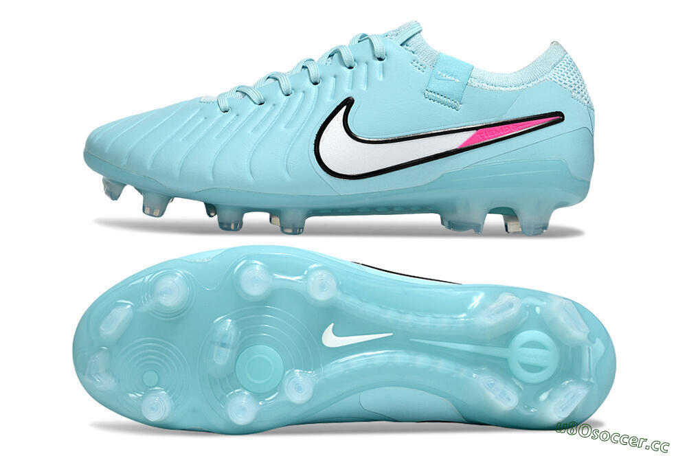 Men's Nike Tiempo Legend 10 Elite FG Firm Ground Low-Tops Football Boots - Jade/White/Pink 1