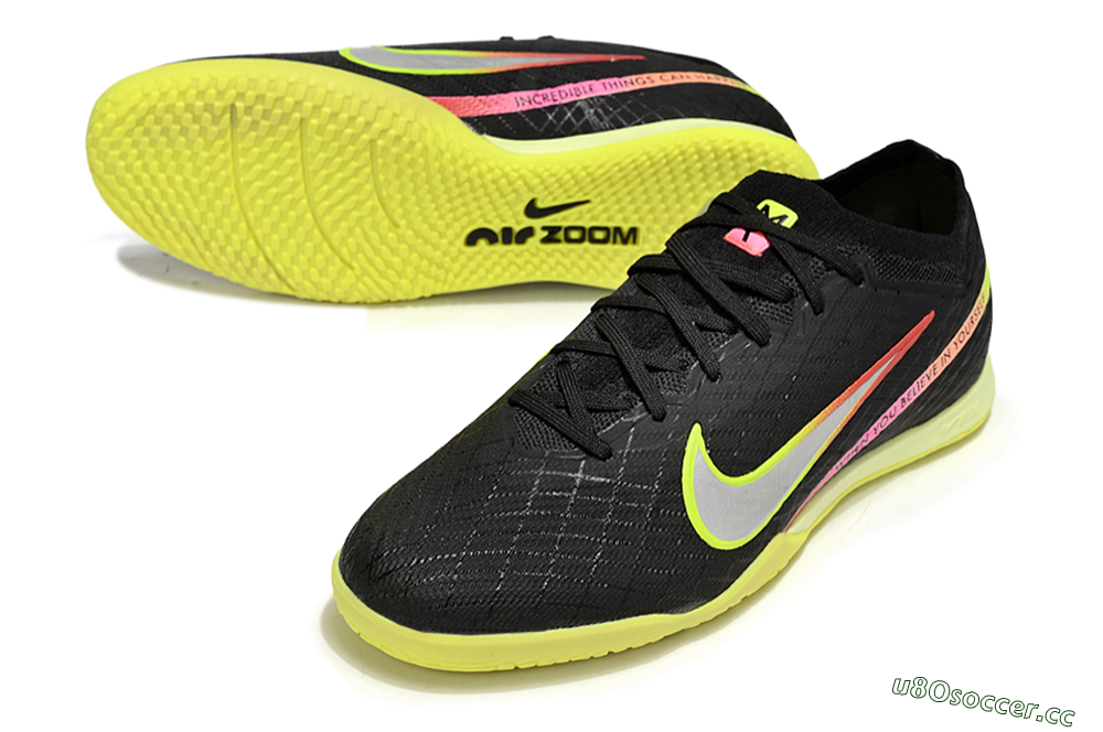 Men's Nike Air Zoom Mercurial Vapor 15 Elite IC Indoor & Futsal Low-Tops Football Shoes - Black/Yellow/Red 3