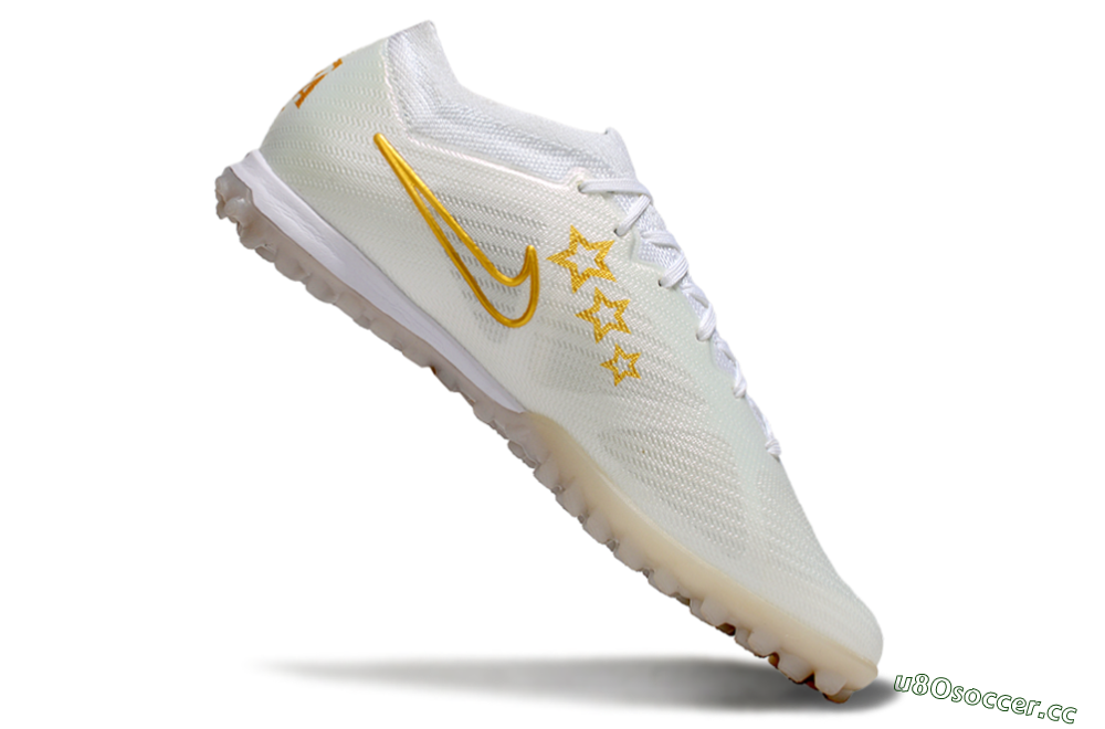Men's Nike Air Zoom Mercurial Vapor 15 Elite TF Artificial Turf Low-Tops Football Shoes - White/Gold/Blue 4