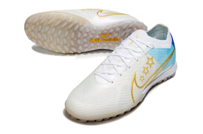 Men's Nike Air Zoom Mercurial Vapor 15 Elite TF Artificial Turf Low-Tops Football Shoes - White/Gold/Blue
