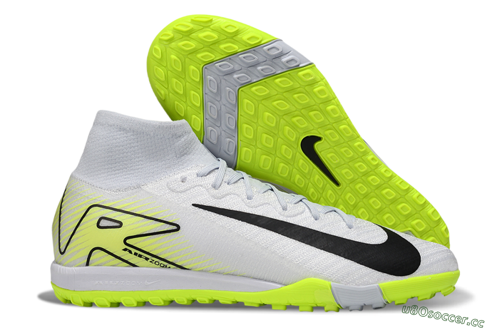 Unisex Nike Air Zoom Mercurial Superfly 10 Elite TF Artificial Turf High-Tops Football Shoes - White/Black/Yellow 2