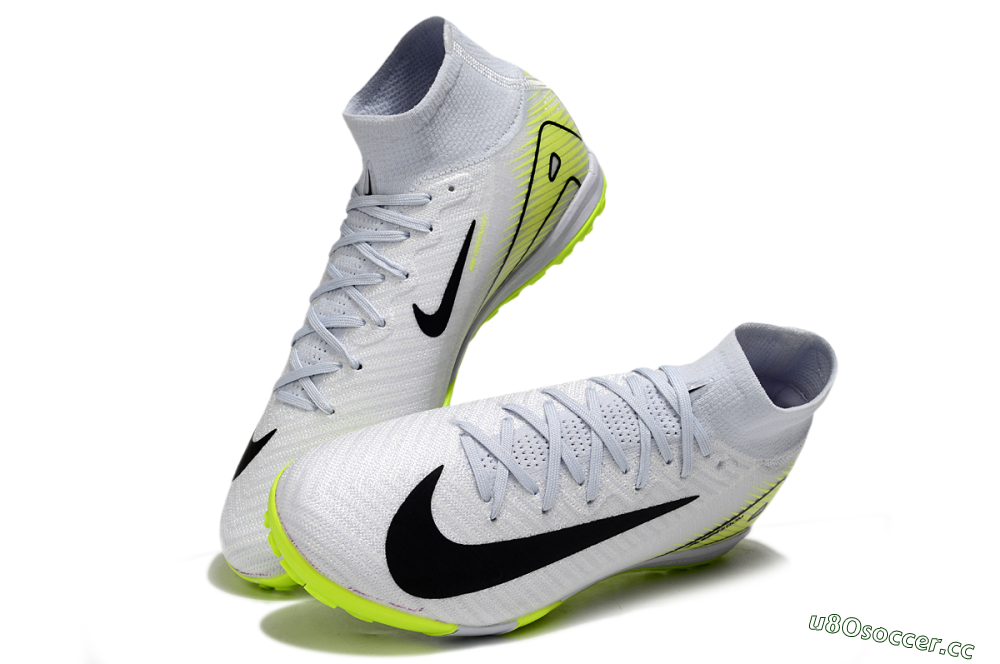 Unisex Nike Air Zoom Mercurial Superfly 10 Elite TF Artificial Turf High-Tops Football Shoes - White/Black/Yellow 3
