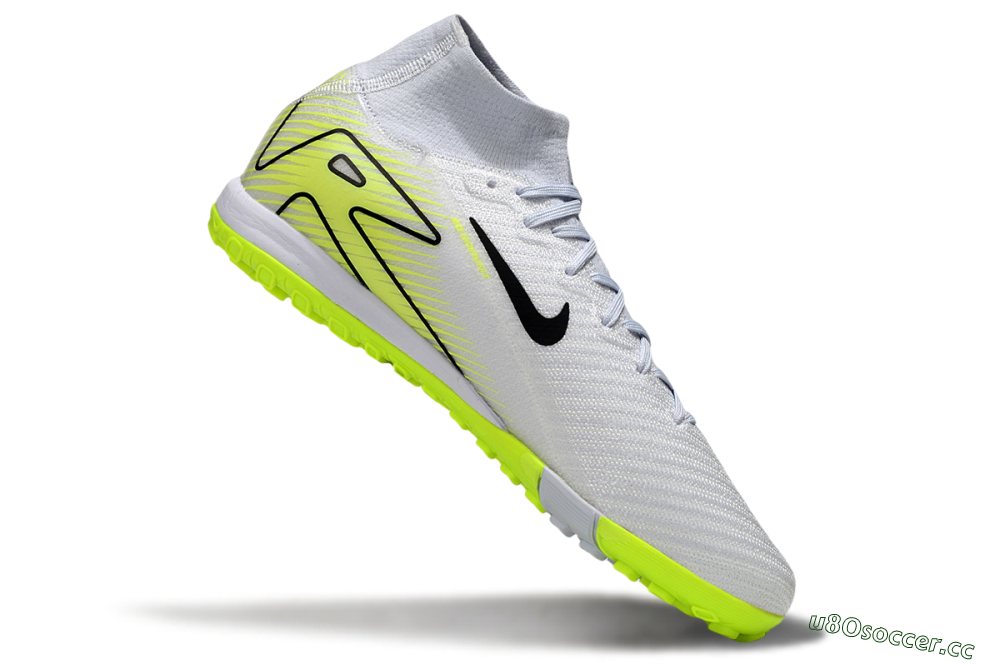 Unisex Nike Air Zoom Mercurial Superfly 10 Elite TF Artificial Turf High-Tops Football Shoes - White/Black/Yellow 4