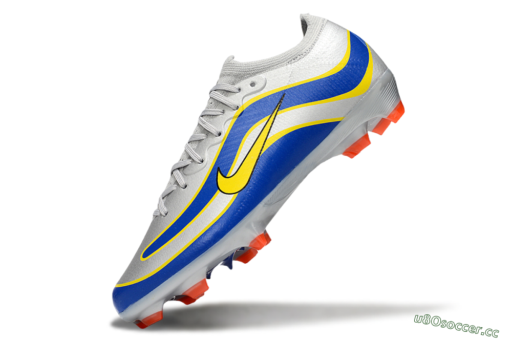 Men's Nike Air Zoom Mercurial Vapor 16 Elite FG Firm Ground Low-Tops Football Boots - Silver/Blue/Yellow 5