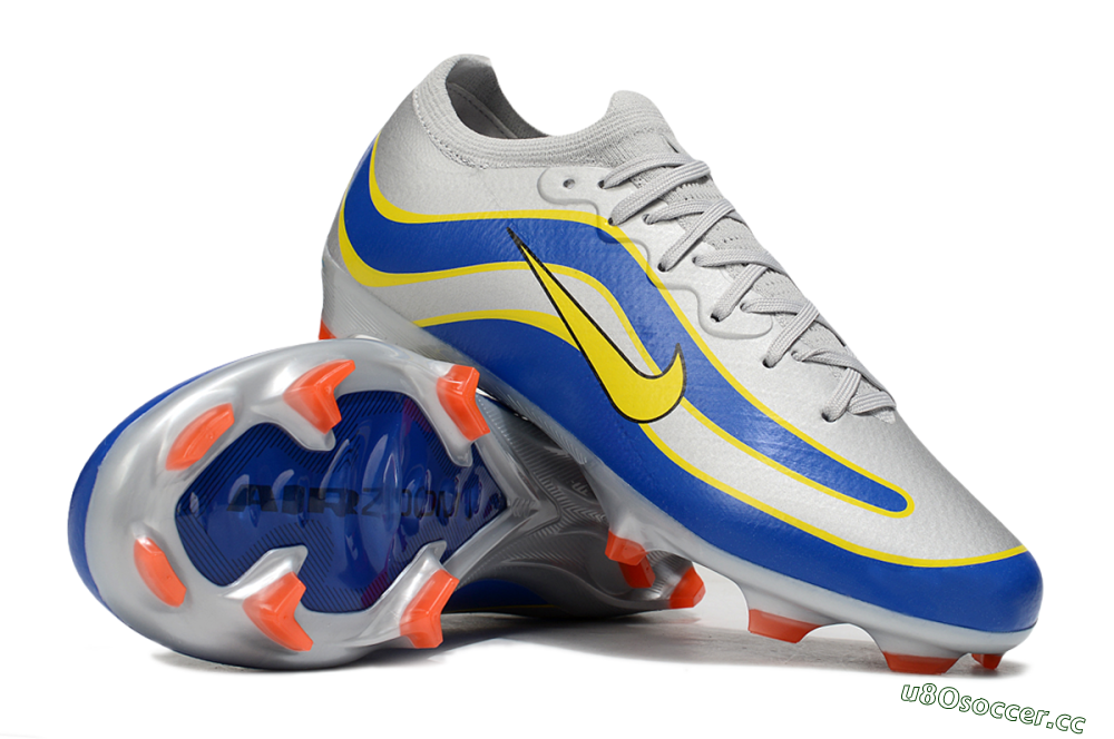 Men's Nike Air Zoom Mercurial Vapor 16 Elite FG Firm Ground Low-Tops Football Boots - Silver/Blue/Yellow 1