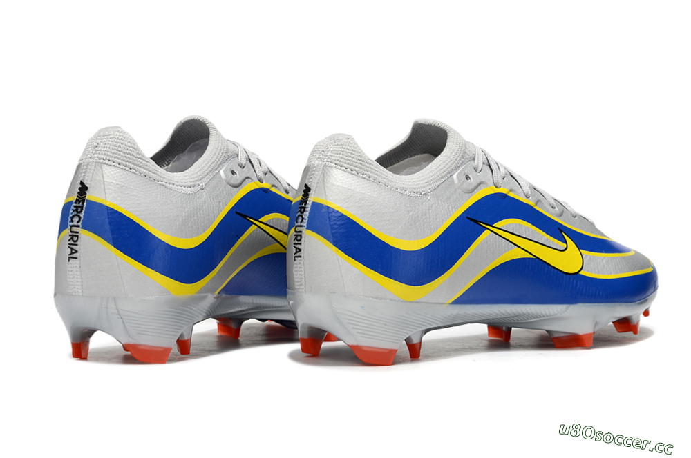Men's Nike Air Zoom Mercurial Vapor 16 Elite FG Firm Ground Low-Tops Football Boots - Silver/Blue/Yellow 6