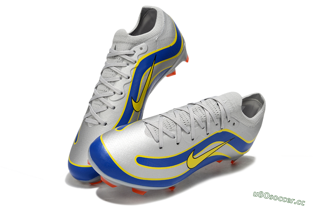 Men's Nike Air Zoom Mercurial Vapor 16 Elite FG Firm Ground Low-Tops Football Boots - Silver/Blue/Yellow 3