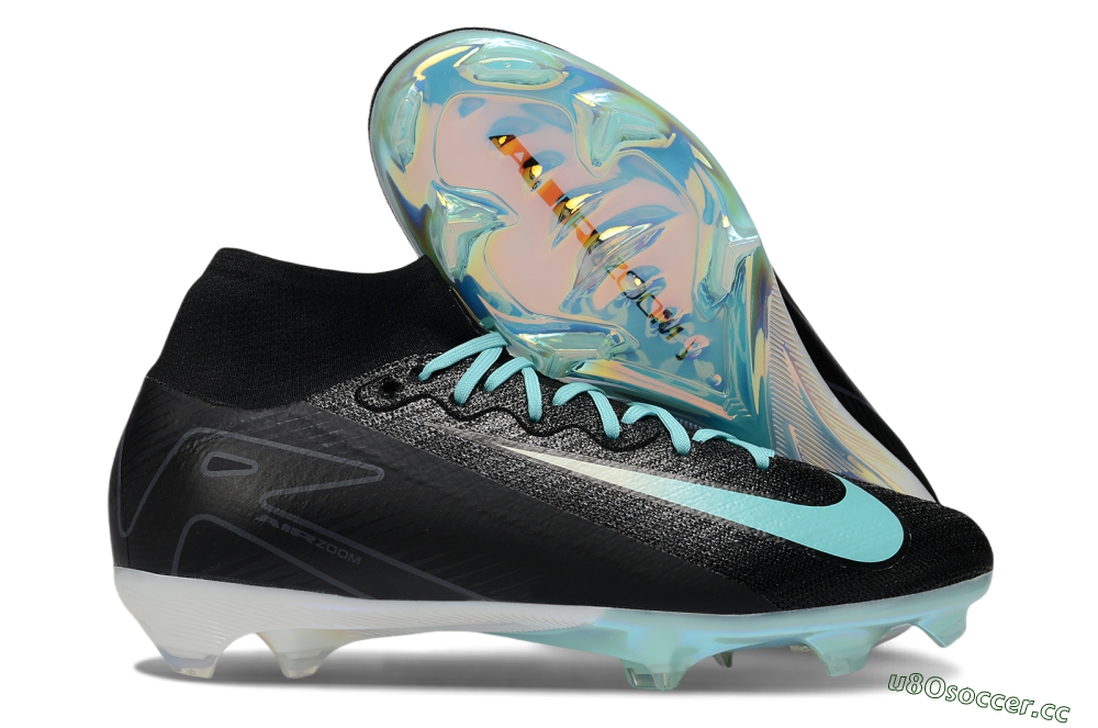 Unisex Nike Air Zoom Mercurial Superfly 10 Elite FG Firm Ground High-Tops Football Boots - Black/Jade 2