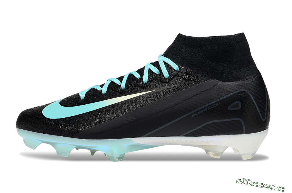 Unisex Nike Air Zoom Mercurial Superfly 10 Elite FG Firm Ground High-Tops Football Boots - Black/Jade 0