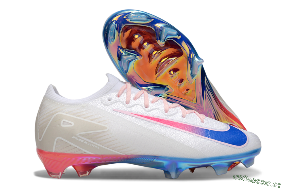 Unisex Nike Air Zoom Mercurial Vapor 16 Elite FG Firm Ground Low-Tops Football Boots - White/Blue/Pink 2