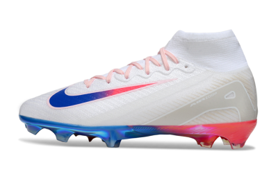 Unisex Nike Air Zoom Mercurial Superfly 10 Elite FG Firm Ground High-Tops Football Boots - White/Blue/Red