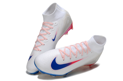Unisex Nike Air Zoom Mercurial Superfly 10 Elite FG Firm Ground High-Tops Football Boots - White/Blue/Red