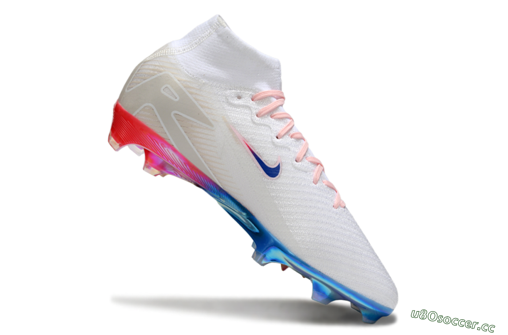 Unisex Nike Air Zoom Mercurial Superfly 10 Elite FG Firm Ground High-Tops Football Boots - White/Blue/Red 4
