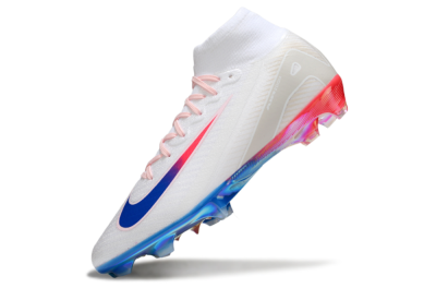 Unisex Nike Air Zoom Mercurial Superfly 10 Elite FG Firm Ground High-Tops Football Boots - White/Blue/Red