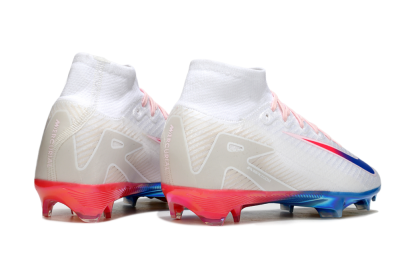 Unisex Nike Air Zoom Mercurial Superfly 10 Elite FG Firm Ground High-Tops Football Boots - White/Blue/Red