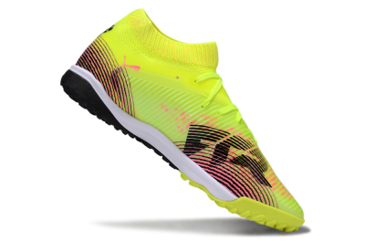 Men's Puma Future 8 Ultimate TF Artificial Turf Low-Tops Football Shoes - Yellow/Black/Pink