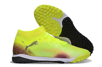 Men's Puma Future 8 Ultimate TF Artificial Turf Low-Tops Football Shoes - Yellow/Black/Pink