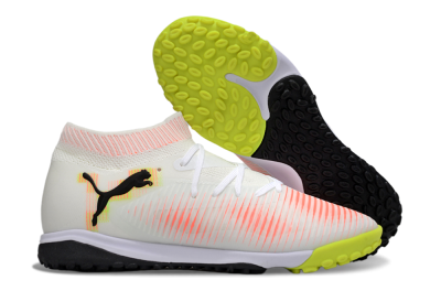 Men's Puma Future 8 Ultimate TF Artificial Turf Low-Tops Football Shoes - White/Pink/Yellow