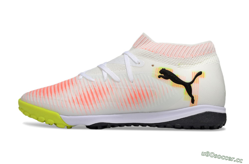 Men's Puma Future 8 Ultimate TF Artificial Turf Low-Tops Football Shoes - White/Pink/Yellow 0