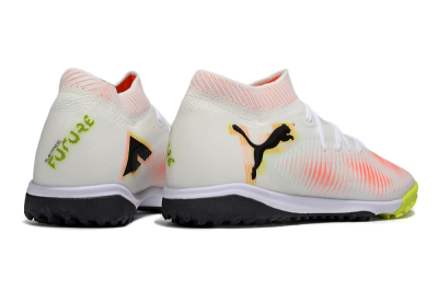 Men's Puma Future 8 Ultimate TF Artificial Turf Low-Tops Football Shoes - White/Pink/Yellow