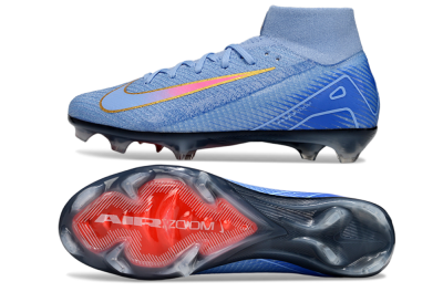 Unisex Nike Air Zoom Mercurial Superfly 10 Elite FG Firm Ground High-Tops Football Boots - Blue/Gold/Pink