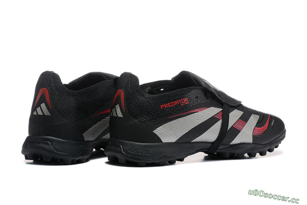 Men's Adidas Predator 25 Elite Foldover Tongue TF Artificial Turf Low-Tops Football Shoes - Black/Silver/Red 9