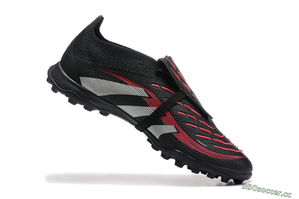Men's Adidas Predator 25 Elite Foldover Tongue TF Artificial Turf Low-Tops Football Shoes - Black/Silver/Red 7