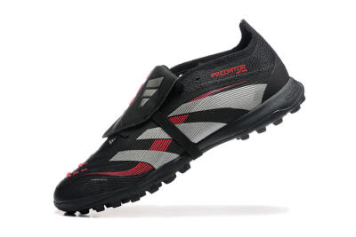 Men's Adidas Predator 25 Elite Foldover Tongue TF Artificial Turf Low-Tops Football Shoes - Black/Silver/Red