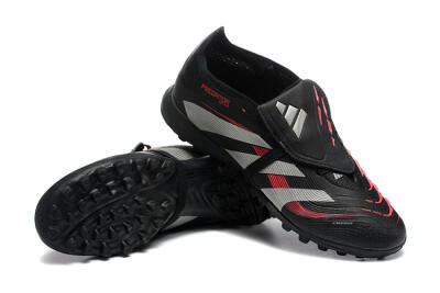 Men's Adidas Predator 25 Elite Foldover Tongue TF Artificial Turf Low-Tops Football Shoes - Black/Silver/Red