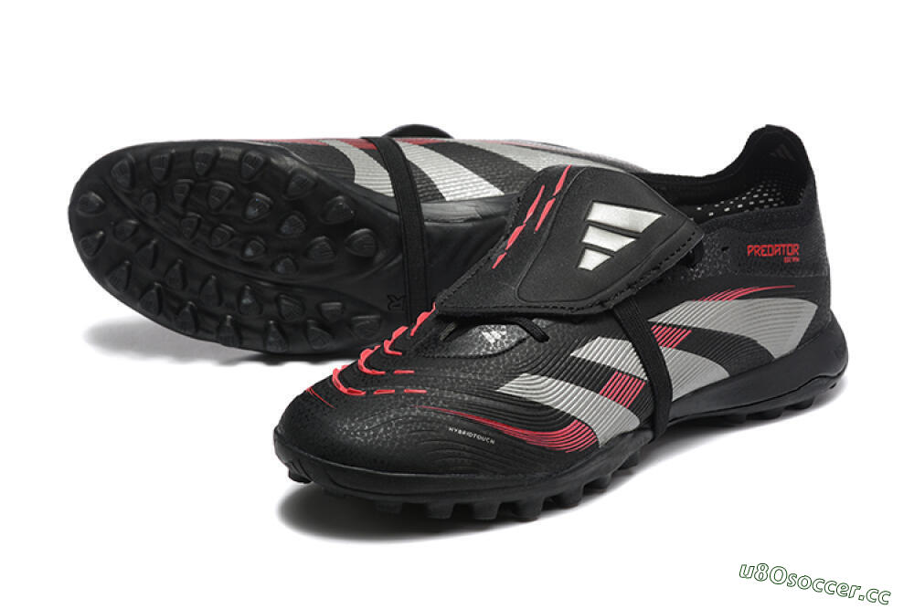 Men's Adidas Predator 25 Elite Foldover Tongue TF Artificial Turf Low-Tops Football Shoes - Black/Silver/Red 3