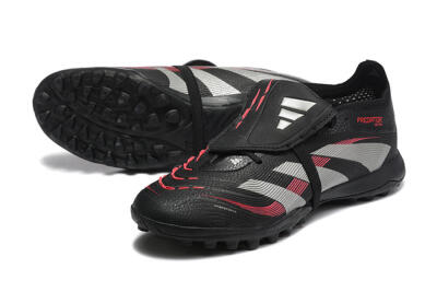 Men's Adidas Predator 25 Elite Foldover Tongue TF Artificial Turf Low-Tops Football Shoes - Black/Silver/Red
