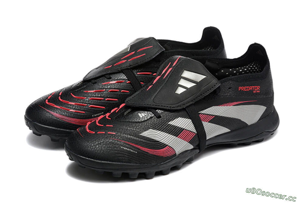 Men's Adidas Predator 25 Elite Foldover Tongue TF Artificial Turf Low-Tops Football Shoes - Black/Silver/Red 5