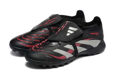 Men's Adidas Predator 25 Elite Foldover Tongue TF Artificial Turf Low-Tops Football Shoes - Black/Silver/Red