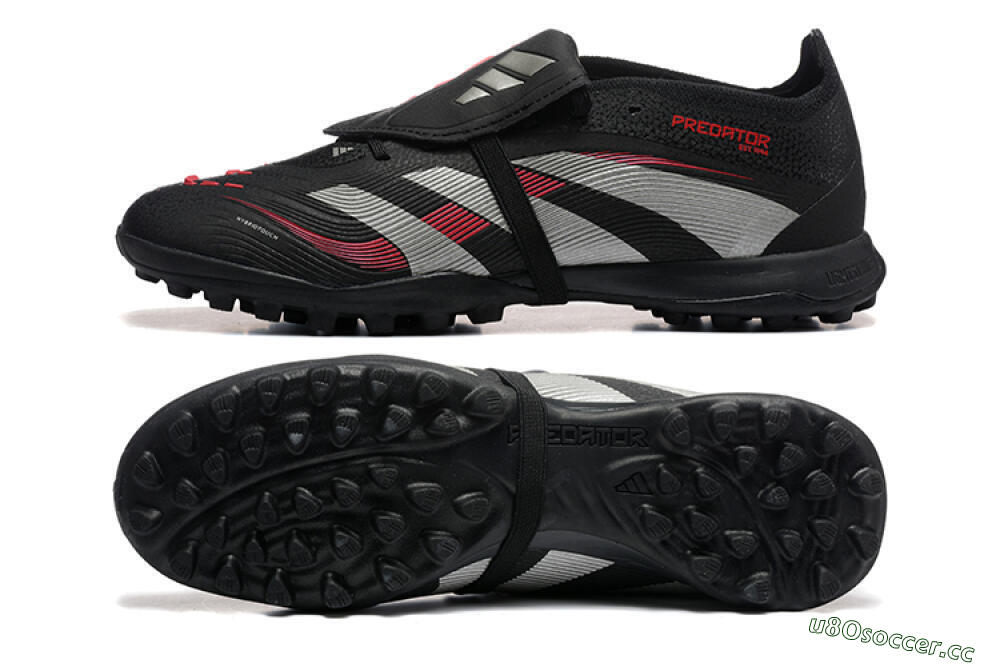 Men's Adidas Predator 25 Elite Foldover Tongue TF Artificial Turf Low-Tops Football Shoes - Black/Silver/Red 1
