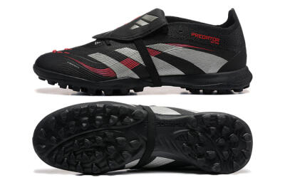 Men's Adidas Predator 25 Elite Foldover Tongue TF Artificial Turf Low-Tops Football Shoes - Black/Silver/Red