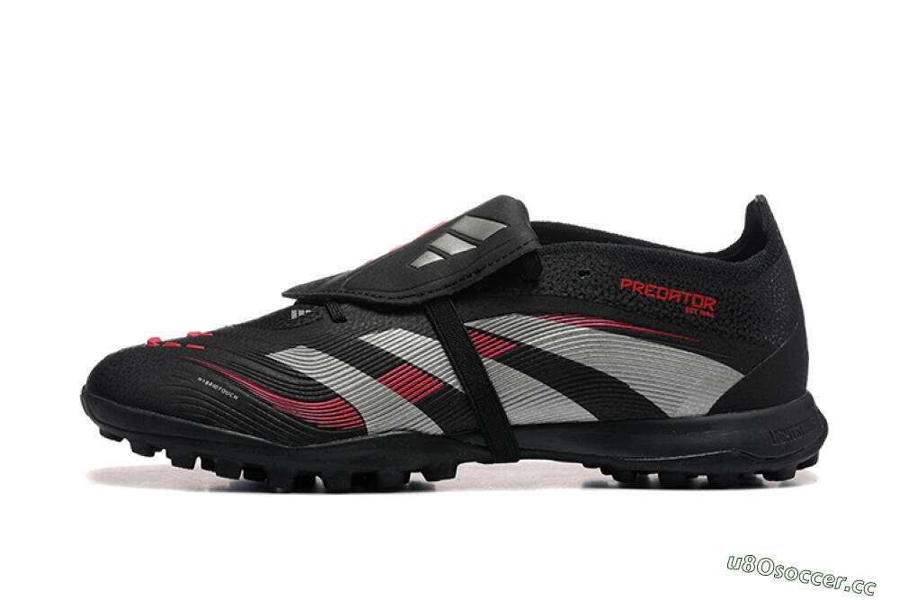 Men's Adidas Predator 25 Elite Foldover Tongue TF Artificial Turf Low-Tops Football Shoes - Black/Silver/Red 0