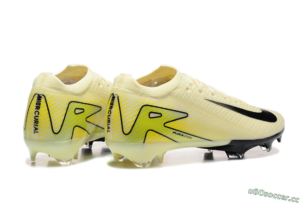 Men's Nike Air Zoom Mercurial Vapor 15 Elite FG Firm Ground Low-Tops Football Boots - Beige/Black/Yellow 9