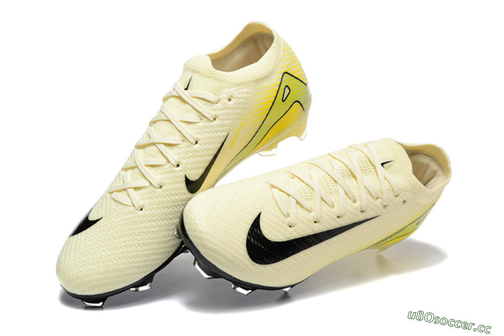 Men's Nike Air Zoom Mercurial Vapor 15 Elite FG Firm Ground Low-Tops Football Boots - Beige/Black/Yellow 6