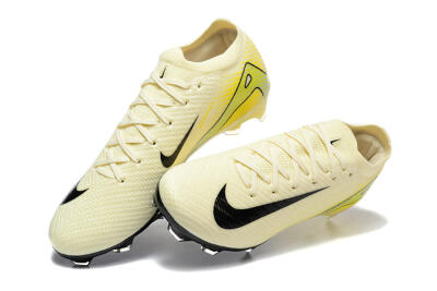 Men's Nike Air Zoom Mercurial Vapor 15 Elite FG Firm Ground Low-Tops Football Boots - Beige/Black/Yellow