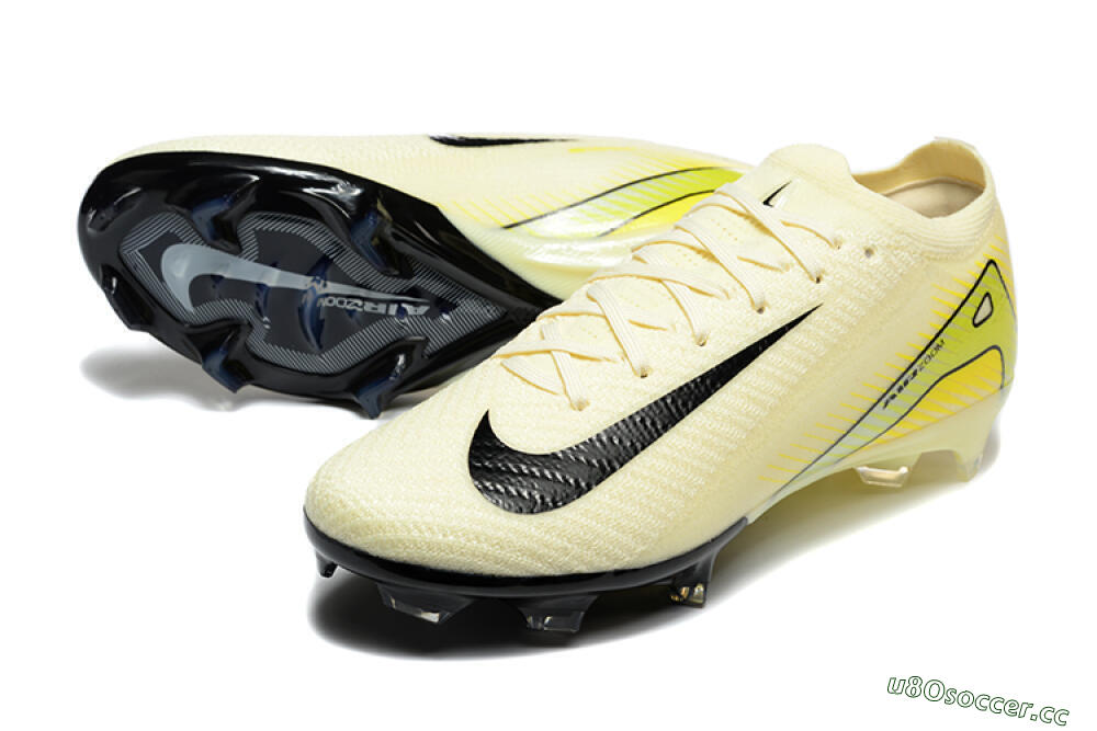 Men's Nike Air Zoom Mercurial Vapor 15 Elite FG Firm Ground Low-Tops Football Boots - Beige/Black/Yellow 3