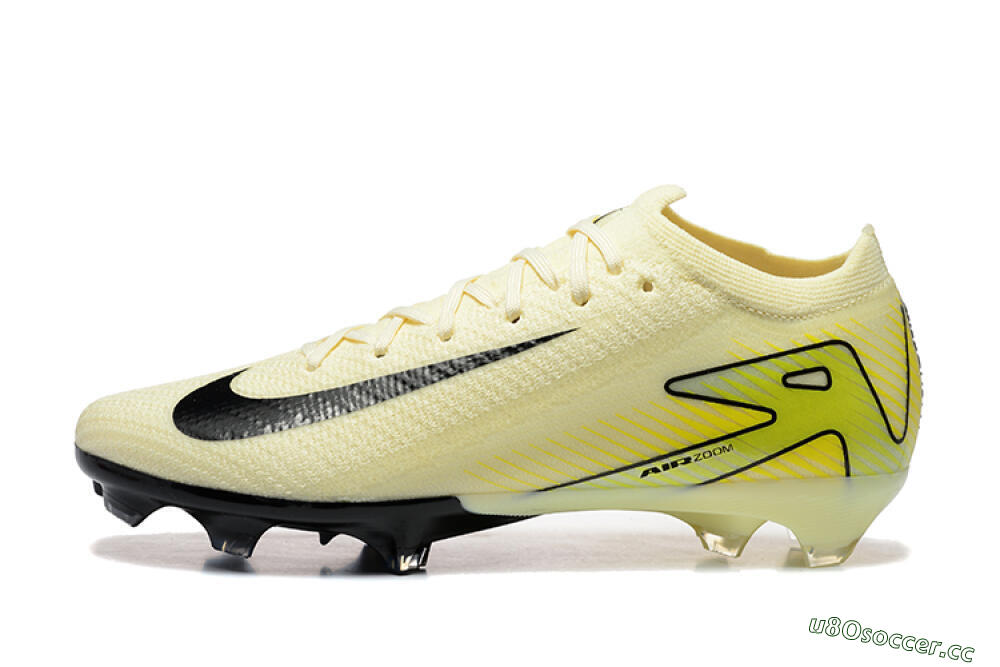 Men's Nike Air Zoom Mercurial Vapor 15 Elite FG Firm Ground Low-Tops Football Boots - Beige/Black/Yellow 0