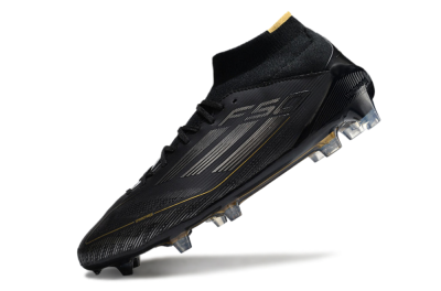 Men's Adidas F50 Elite Mid FG Firm Ground High-Tops Football Boots - Black/Silver/Gold