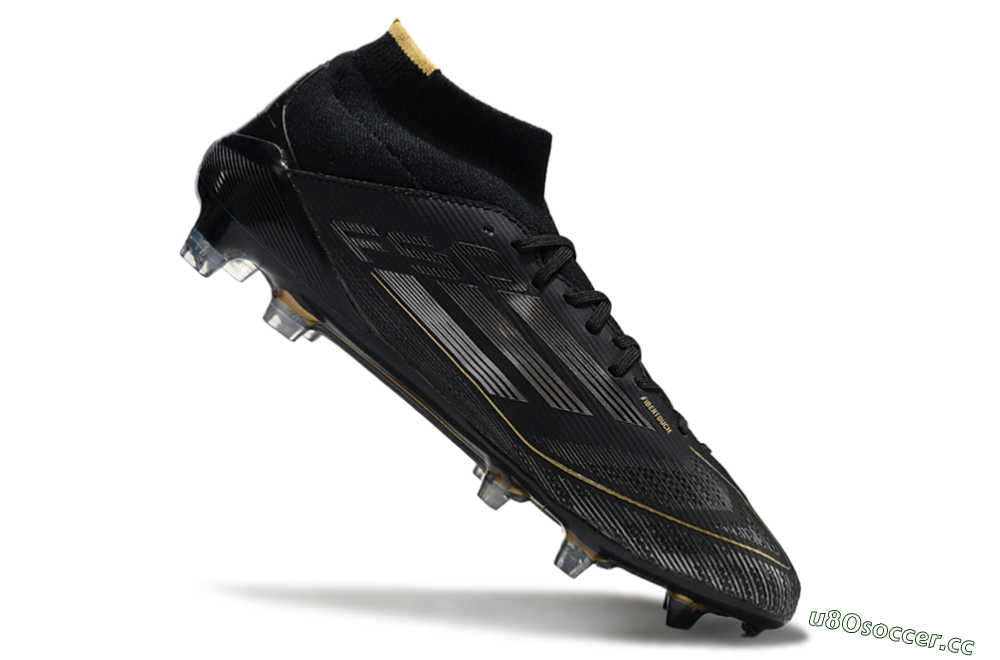 Men's Adidas F50 Elite Mid FG Firm Ground High-Tops Football Boots - Black/Silver/Gold 4